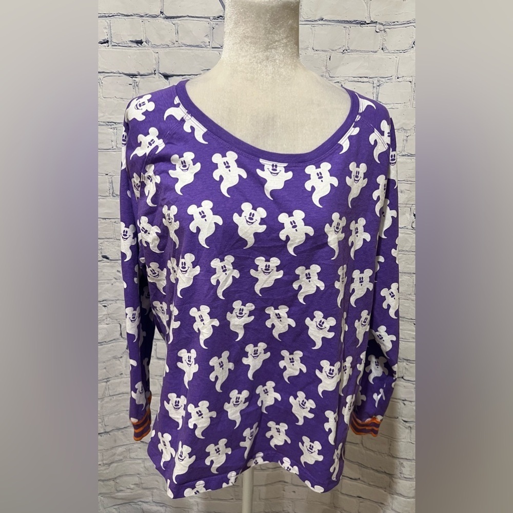 Disney Long Sleeve Top Womens Mickey Mouse Ghosts Halloween Purple Size XL